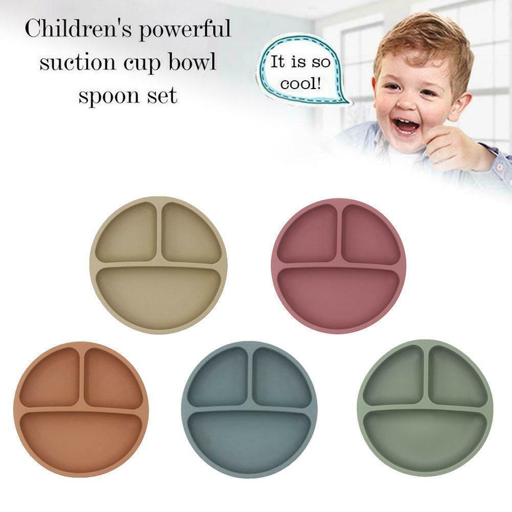 Food Grade Silicone Plate Baby Safe Dining Plates Children Suction Dish Hot F2S6