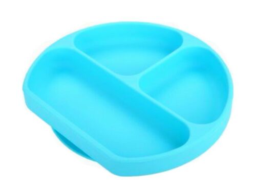 Silicone Divided Baby/Toddler Plate with Suction Bottom (Blue)