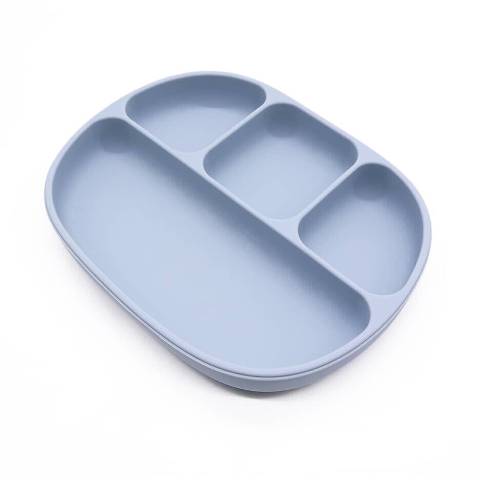 Silicone Grip Dish, Suction Plate, Divided Plate, Toddler Plate, BPA Free, BLUE